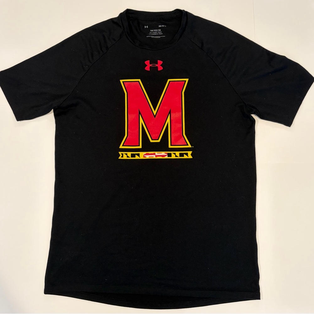 Maryland Under Armour Men's Black T-Shirt with Red Logo
